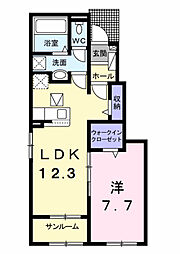 グラスロードII C 1LDKの間取図画像
