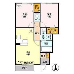 クリスタルコート 2LDKの間取図画像