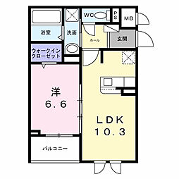 パイン山城 1LDKの間取図画像