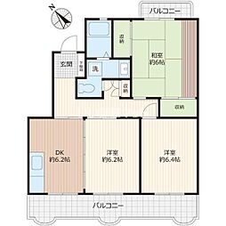 ラ・ポール田中 3DKの間取図画像