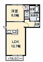 シャーメゾンひまわりB棟 1LDKの間取図画像