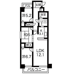 ラ・ポルテ桑名駅前 4階3LDKの間取り