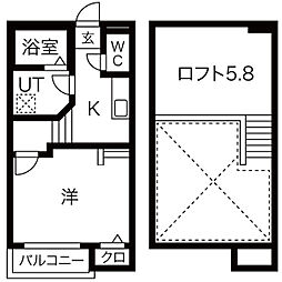 アステール 1階1Kの間取り