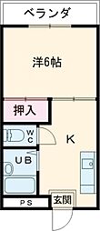 メゾン藤原 1DKの間取図画像