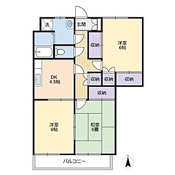 ハイライズ杉山弐番館 3DKの間取図画像