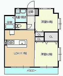 Asteria祇園 2LDKの間取図画像