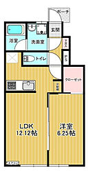 ル・リオン B（Le rion B） 102 1階1LDKの間取り