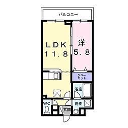 エフ・アクアレル 1LDKの間取図画像