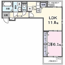 Villa Purumie 1LDKの間取図画像