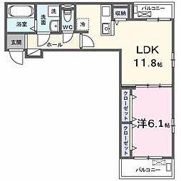 Villa Purumie 1LDKの間取図画像