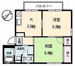 フローラB 2Kの間取図画像
