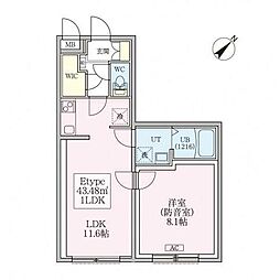 防音マンションスカイラシクラス平和台 1LDKの間取図画像