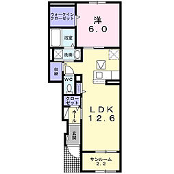 Village なの花 1LDKの間取図画像