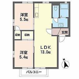 オオノニューコーポA 2LDKの間取図画像