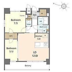 S-RESIDENCE上社南amante(アマンテ) FR付与、家具家電キャンペ 2LDKの間取図画像