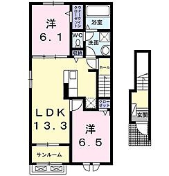 ニアパートA 2LDKの間取図画像