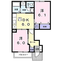 ヴァーレンスA 2DKの間取図画像