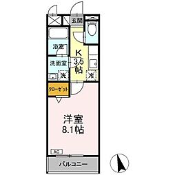 ジャン　リュミエール 1階1Kの間取り