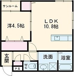 新潟市中央区下所島1丁目アパート 1LDKの間取図画像