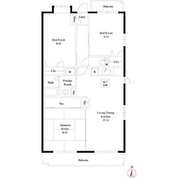 テラスフジ 3LDKの間取図画像