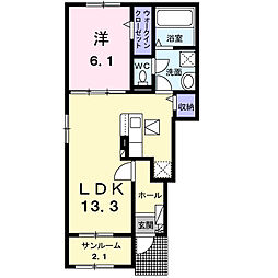 ブルーム 1LDKの間取図画像