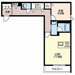 カルチェシュペール 1LDKの間取図画像
