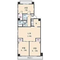 フェリーチェ勝川 3LDKの間取図画像