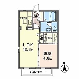 シャーメゾン泉沢 1LDKの間取図画像
