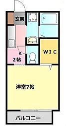 フィオーレ青木C 1Kの間取図画像