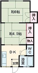松崎コーポ1 2DKの間取図画像