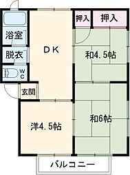 パールハイツ新野辺 3DKの間取図画像