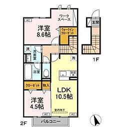 フロレゾンK&K 2LDKの間取図画像