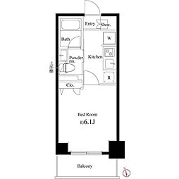 コートブランシェ 1Kの間取図画像