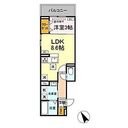 ルナジア 1LDKの間取図画像