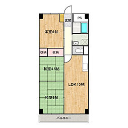 城北マンション 3LDKの間取図画像