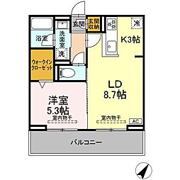 セレーナ東静岡 1LDKの間取図画像