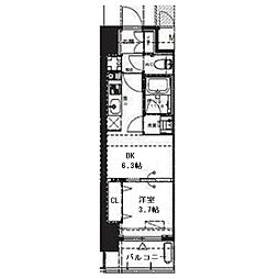 Alivis九条 1DKの間取図画像