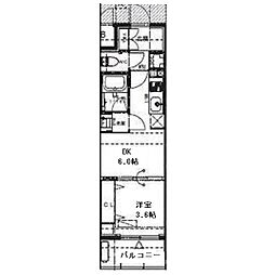 Alivis九条 1DKの間取図画像
