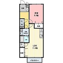 グランヒル上野 1LDKの間取図画像