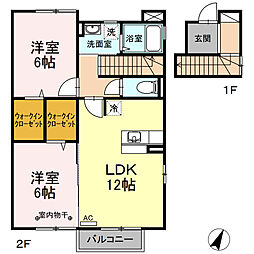 コートハウス1 2LDKの間取図画像
