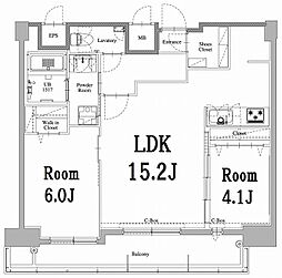 エンクレスト天神LARK 2LDKの間取図画像