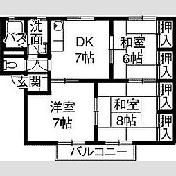 リバーサイドヒルズA 3DKの間取図画像