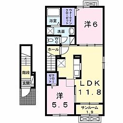 シャイン・ガーデン中曽根 2LDKの間取図画像