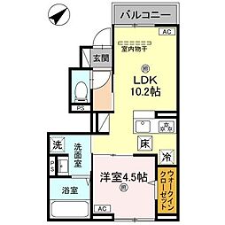 インフィニティ北之丁 1LDKの間取図画像
