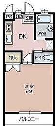 ロイヤルベルB 1DKの間取図画像
