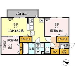 ラ・メゾンドゥ 2LDKの間取図画像