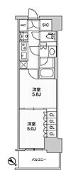 WORVE横浜伊勢佐木町 2Kの間取図画像