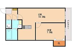 グランベール小倉駅前 1LDKの間取図画像