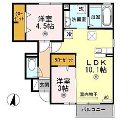 ゆらら 2LDKの間取図画像