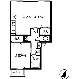 ヴェルドミール 1LDKの間取図画像